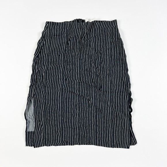 Madewell Striped Side Slit Mid Rise Striped Pull On Straight Midi Skirt 8 NWOT - Picture 1 of 4
